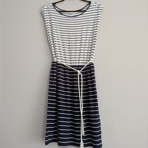 Reitmans Navy And White Nautical Striped Jersey Dress S